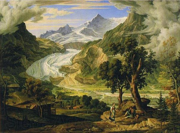 Joseph Anton Koch Grindelwald Glacier in the Alps. Norge oil painting art